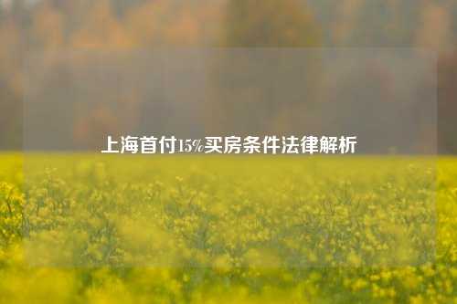 上海首付15%买房条件法律解析