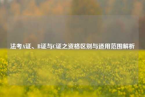 法考A证、B证与C证之资格区别与适用范围解析