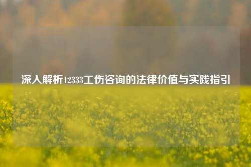 深入解析12333工伤咨询的法律价值与实践指引