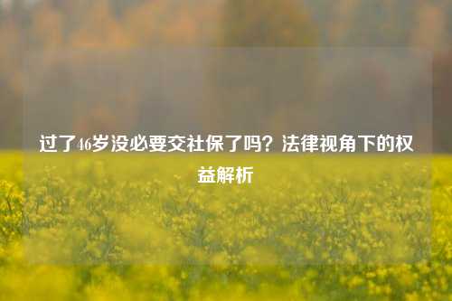 过了46岁没必要交社保了吗?法律视角下的权益解析