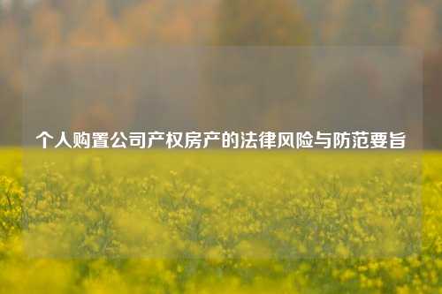 个人购置公司产权房产的法律风险与防范要旨
