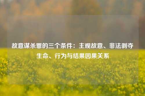 故意谋杀罪的三个条件:主观故意、非法剥夺生命、行为与结果因果关系
