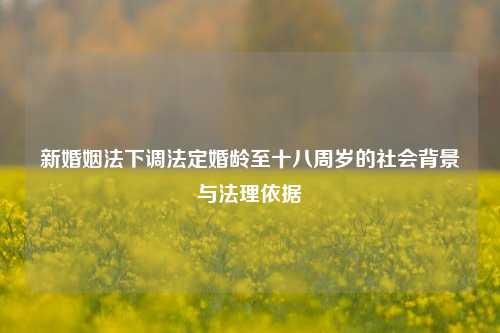 新婚姻法下调法定婚龄至十八周岁的社会背景与法理依据