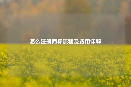 怎么注册商标流程及费用详解