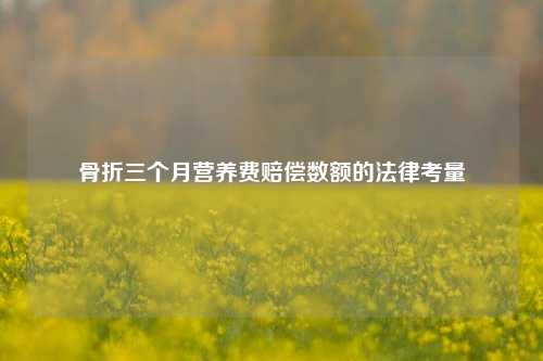 骨折三个月营养费赔偿数额的法律考量