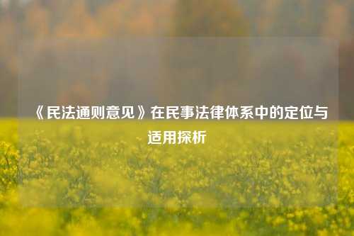 《民法通则意见》在民事法律体系中的定位与适用探析