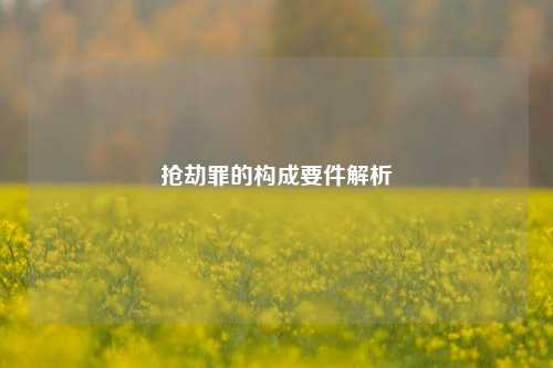 抢劫罪的构成要件解析