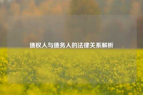 债权人与债务人的法律关系解析