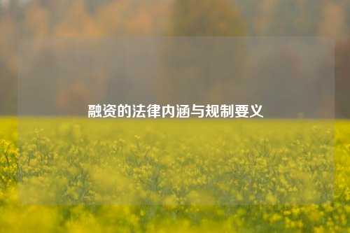 融资的法律内涵与规制要义