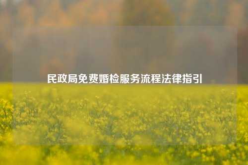 民政局免费婚检服务流程法律指引