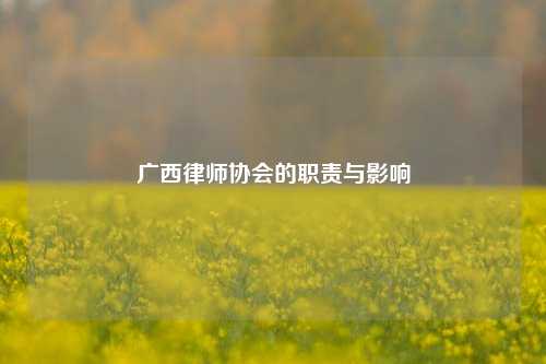 广西律师协会的职责与影响