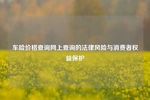 车险价格查询网上查询的法律风险与消费者权益保护