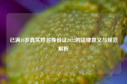 已满18岁真实姓名身份证2022的法律意义与规范解析