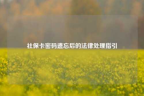 社保卡密码遗忘后的法律处理指引