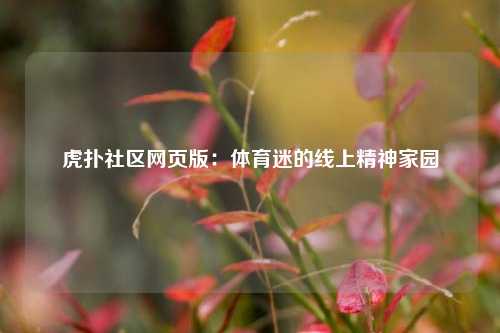 虎扑社区网页版：体育迷的线上精神家园